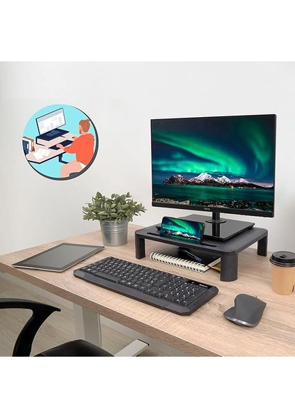 Accesorıos Monitör Standı, Yüksekliği Ayarlanabilir Bilgisayar ve Dizüstü Bilgisayar Ekran Standı, Çıkarılabilir Ayaklı, Ab'de Üretilmiştir (1 Birim) fırsatları