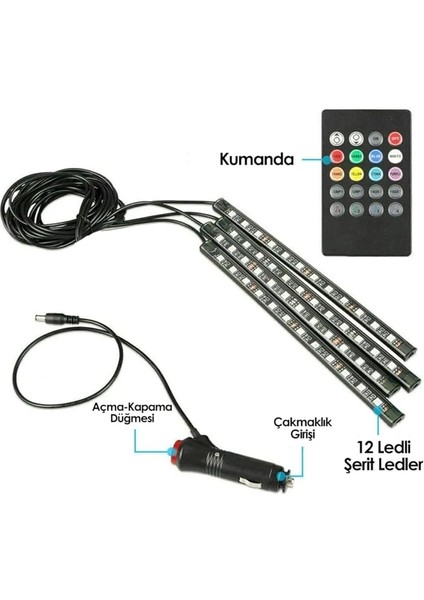 Oto Market Ayak Altı LED 12 Ledli Lamba Sese Duyarlı LED Müziğe Duyarlı LED fırsatları