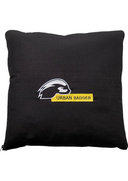 Badger Pratik Battaniye Olabilen Yastık, Siyah Fermuarli Gri Renk 2'si Bir Arada (50X50 cm - 145X200 Cm) modelleri