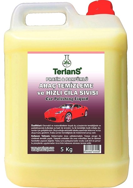 Araç Temizleyici Parlatıcı Hızlı Cila 5 kg | Boyalı Alan &amp; Plastik Aksam | Parfümlü | + Mikrofiber Bez