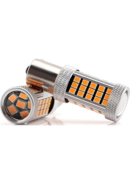 93 Tek Duy LED PY21W Tip BAU15S 66 Ledli Yakın Tırnak Mercekli Turuncu