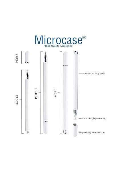 Universal Telefon Tablet iPad Disk Uçlu Stylus Pen Dokunmatik Kalem - AL3461 Beyaz fırsatları