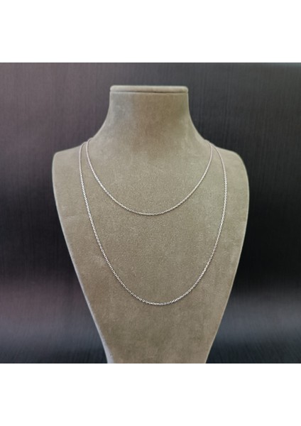 925 Ayar Gümüş Kolye Zinciri Model1 - Gümüş Renk -22CM