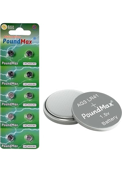 Adet Ag3 LR41 LR736 / L736 / G3 / G3A / 3ga / 192 / GP192 / V3GA / RW87 1.5V Poundmax Alkalin Düğme Piller Küçük Elektronik Ev Aletleri, Araba Anahtarları, Ölçüm Cihazları ve Hesap Makineleri modelleri
