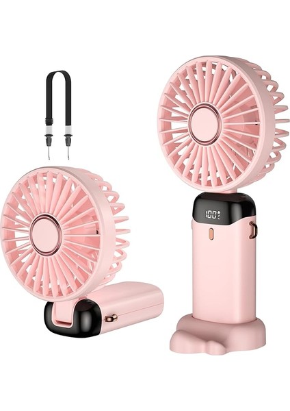 Vantilatörü, Taşınabilir Mini Vantilatör, Şarj Edilebilir, Küçük Cep Vantilatörü, 5 Hız Kademeli, Entegre 4200 Mah Pil, Katlanabilir USB Vantilatör, Ofis, Dış Mekan Için