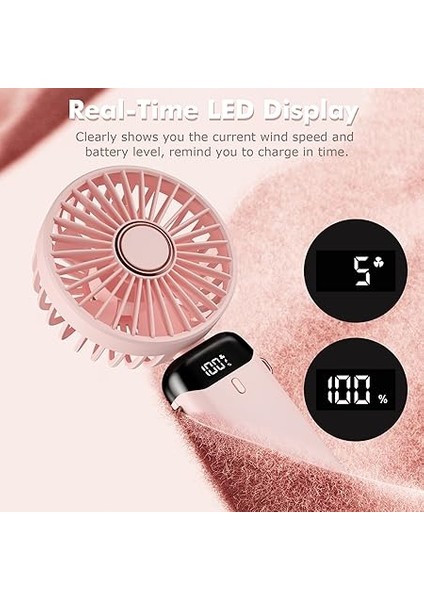 Vantilatörü, Taşınabilir Mini Vantilatör, Şarj Edilebilir, Küçük Cep Vantilatörü, 5 Hız Kademeli, Entegre 4200 Mah Pil, Katlanabilir USB Vantilatör, Ofis, Dış Mekan Için modelleri