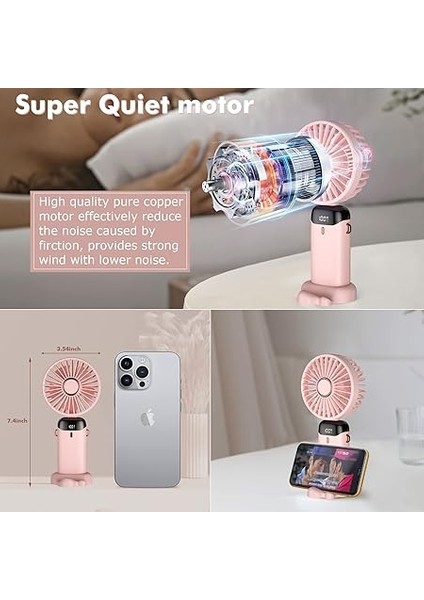 Vantilatörü, Taşınabilir Mini Vantilatör, Şarj Edilebilir, Küçük Cep Vantilatörü, 5 Hız Kademeli, Entegre 4200 Mah Pil, Katlanabilir USB Vantilatör, Ofis, Dış Mekan Için indirimleri
