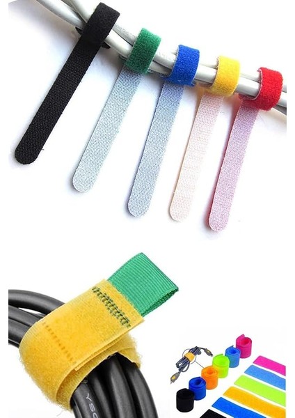 Düzenleyici Toplayıcı Cırt Cırtlı Bant Kablo Bağı 6 Adet