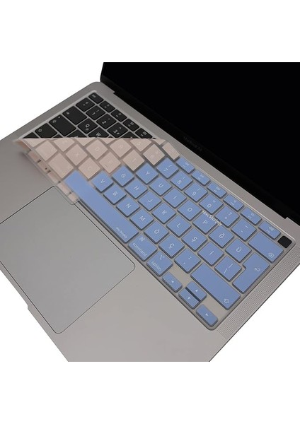 Macbook Air M1 13INÇ Klavye Koruyucu (Türkçe Q) (Touchıd'li Air) A2179 A2337 ile Uyumlu R.powder Mavi Pembe