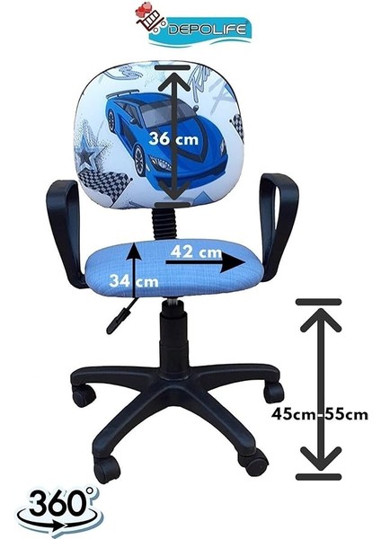 Çocuk Odası Ders Çalışma Ofis Koltuğu Amortisörlü Tekerlekli Faaliyet Sekreter Bilgisayar Sandalyesi indirimleri