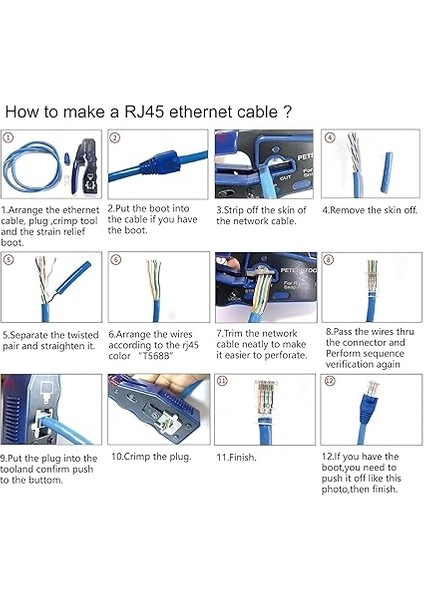 RJ45 Crimper Kiti, RJ45 Terminal Sıkma Aracı Ağ Kablosu Ethernet Jakı CAT5E Cat6 CAT6A Konnektörü Için Crimper Geçişi indirimleri
