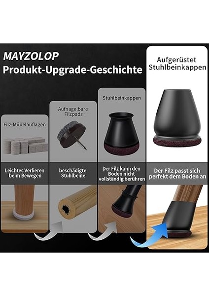 16 Adet Sandalye Ayağı Kapağı, Keçe Sandalye Ayakları Için Koruyucu Kapak, Eğimli Sandalye Ayakları, Mobilya Matı, Sert Ahşap Zeminler Için, Yuvarlak, Siyah, Çap 20 – 26 mm modelleri