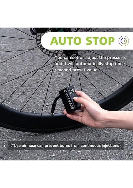 Tiny Pump Mini Bisiklet Hava Pompası, Maksimum 120 Psı Elektrikli Bisiklet Hava Pompası, Otomatik Kapanma, Presta ve Schrader Valfli, E-Bisiklet, Dağ Bisikleti, Şehir Bisikleti ve Yarış indirimleri