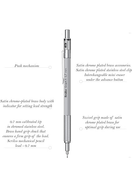 Office Graphx Mekanik Kurşun Kalem Saten Gri 0.7 mm indirimleri