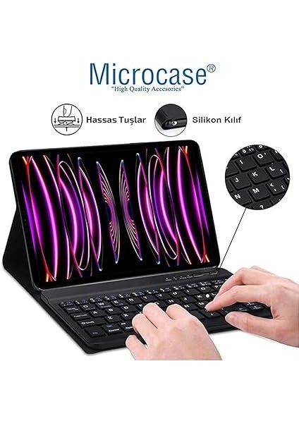 Samsung Galaxy Tab S10 Plus SM-X820 12.4 Inch Tablet Için Tablet Bluetooth Klavye ve Mouse + Kılıf Bkk6 modelleri