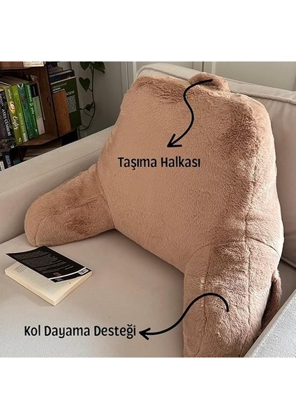 Okuma Yastığı, Yatak, Kanepe, Sandalye, Bel Desteği, Kol Dayanağı, Sırtlık, Minder, Kitap Okuma, Oyun, Tv Izleme, Dinlenme Için Rahat Yastık (75 x 50 Cm) (Camel) indirimleri