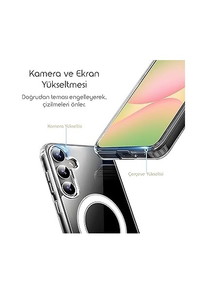 Samsung Galaxy A56 Için Şeffaf Kılıf Magsafe Aksesuarları ile Uyumlu Arkası Sert Pc Köşeleri Darbe Emici Silikon A56 Için Kılıf Sararmaya Dayanıklı Kalın Koruyucu Güçlü Manyetikli A56 Kılıf modelleri