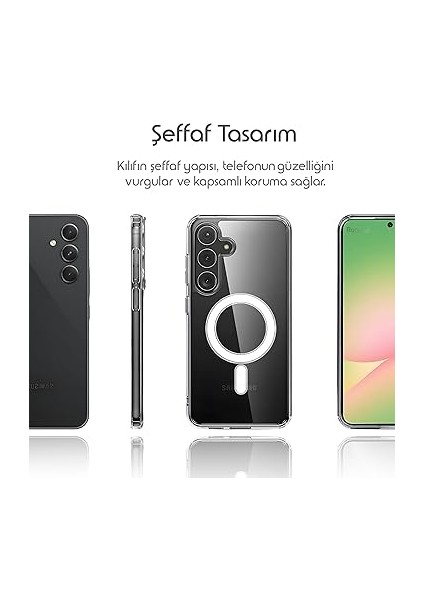 Samsung Galaxy A56 Için Şeffaf Kılıf Magsafe Aksesuarları ile Uyumlu Arkası Sert Pc Köşeleri Darbe Emici Silikon A56 Için Kılıf Sararmaya Dayanıklı Kalın Koruyucu Güçlü Manyetikli A56 Kılıf fırsatları