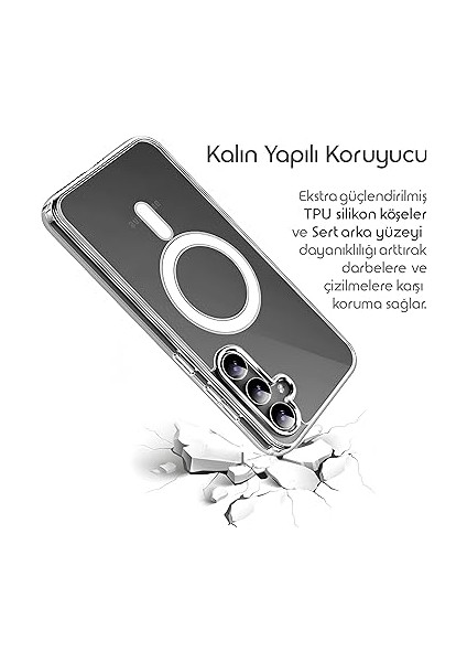 Samsung Galaxy A56 Için Şeffaf Kılıf Magsafe Aksesuarları ile Uyumlu Arkası Sert Pc Köşeleri Darbe Emici Silikon A56 Için Kılıf Sararmaya Dayanıklı Kalın Koruyucu Güçlü Manyetikli A56 Kılıf indirimleri