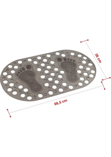 Mark Premium Serisi Banyo - Küvet Içi Kaydırmaz Vantuzlu Ayak Desenli Paspas 66,5 x 36,5 Cm, Siyah modelleri