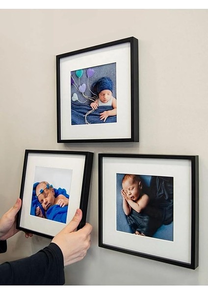 Sök-Tak Paspartulu Siyah 21X21CM Kare Fotoğraf Çerçevesi - 3'lü Paket