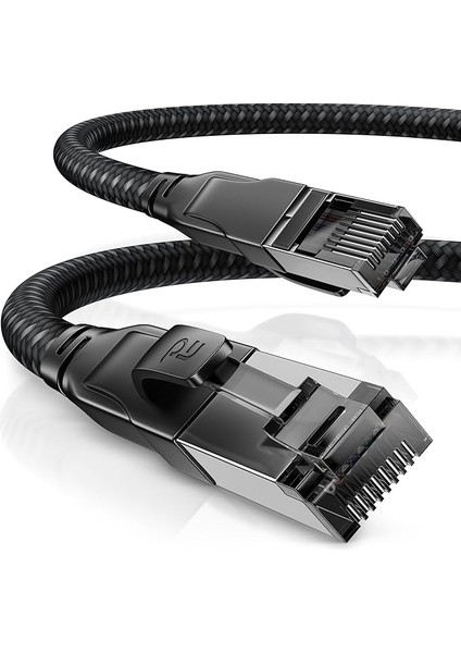 Csl - Cat 8.1 Ağ Kablosu 40 Gbits - 7,5 M - Pamuk Manto - Black Series - Lan Kablosu Patch Kablosu RJ45 - Cat 8 Gigabit Ethernet Kablosu - 40000 Mbits - S/ftp Pımf Zırhlama - Cat 6 Cat 7 ile Uyumlu