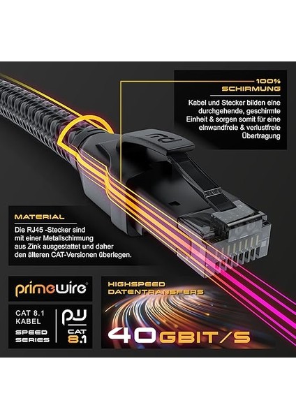 Csl - Cat 8.1 Ağ Kablosu 40 Gbits - 7,5 M - Pamuk Manto - Black Series - Lan Kablosu Patch Kablosu RJ45 - Cat 8 Gigabit Ethernet Kablosu - 40000 Mbits - S/ftp Pımf Zırhlama - Cat 6 Cat 7 ile Uyumlu fırsatları