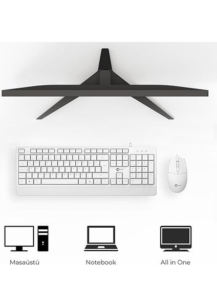 CM106 USB Kablolu, Qwerty Türkçe Dizilim Klavye, 1200DPI Optik Fare, Bilek Dinlendirme, Sağ ve Sol Elle Kullanılabilir, Evrensel Uyum, Türkçe Q Klavye &amp; Mouse Set Beyaz fiyatları