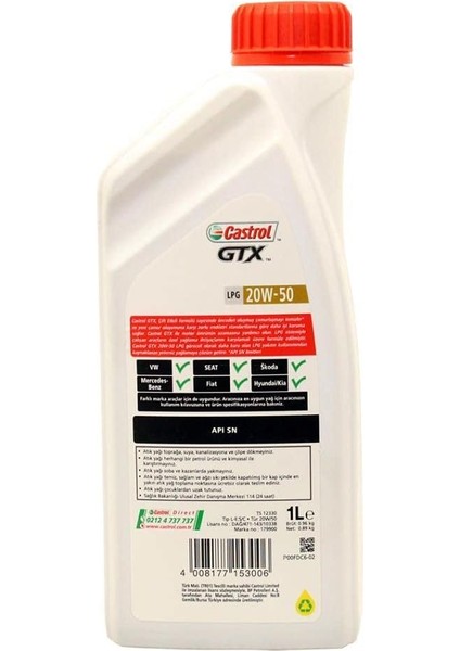 Gtx Lpg 20W/50 1 Lt Lpg'li Araçlar Için Motor Yağı fırsatları