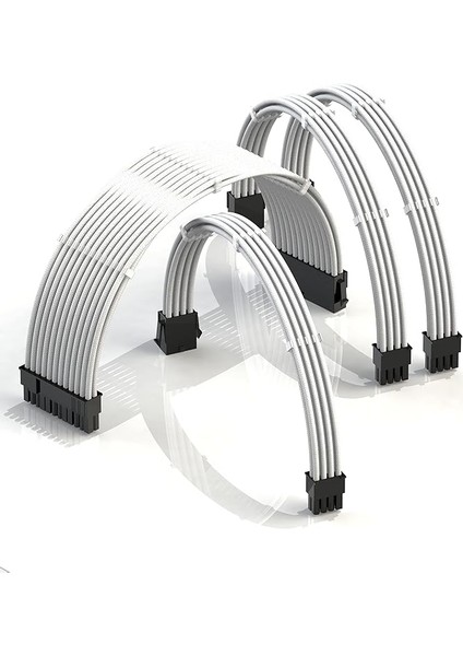ile Psu Kablo Uzatma Zarflı Gpu Ismarlama Pc Güç Kaynağı | 1x 24 P (20 + 4) | 1x 8 P (4 + 4) Işlemci | 2x 8 P (6 + 2) Grafik Işlemcisi Grubu | 30CM 300MM - Beyaz
