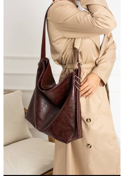 Kadın Büyük Boy Omuz Kol Çantası Kahverengi