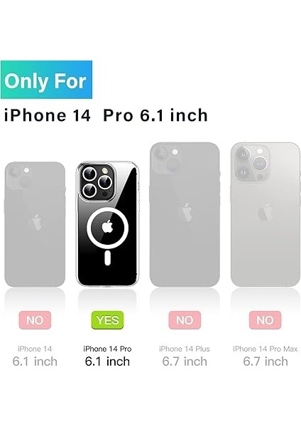 iPhone 14 Pro Mag-Safe Sararmaz Kılıf - Şeffaf Pc, Mıknatıslı, Ince, Darbeye Dayanıklı, Çizilmez, Hafif, Premium Koruma, Şeffaf Kapak, Mıknatıslı, iPhone 14 Pro Koruyucu Kılıf modelleri