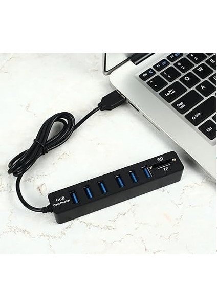9146 USB Hub 6 Port Microsd Tf Sd Kart Okuyucu 1 Metre USB Çoklayıcı 1 Adet Micrsd (Tf) 1 Adet Sd Veri Hızı 480MBPS'YE Kadar *dizüstü-Masaüstü Bilgisayar Portlarını Kolayca Çoklar modelleri