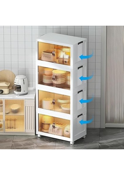 4 Kat Portatif Organizer Tekerlekli Çok Amaçlı Katlanabilir Dolap, Kapaklı Düzenleyici Raf Mutfak, Banyo, Çocuk Odası, Garaj ve Ardiye Için Toparlayıcı Ünite, Stop Tekerlekli (Antrasit) modelleri