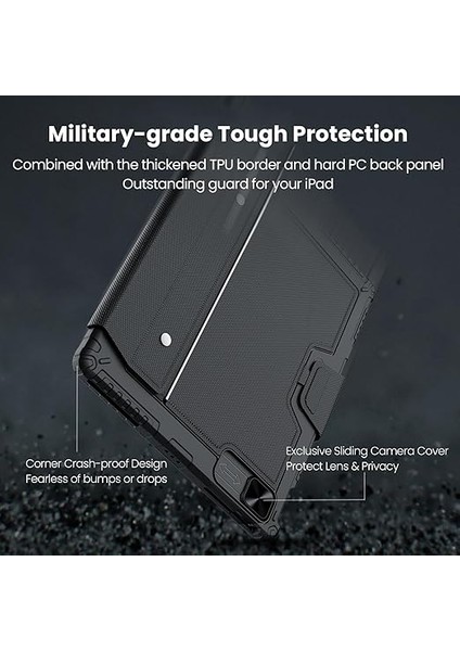 iPad Air 13 Inç (M2, 2024), iPad Pro 12.9 Klavyeli Kılıf (6./5./4./3. Nesil) Klavye Kılıfı, Sihirli Izleme Pedi, Slayt Kamera Kapağı, 7 Arka Işık Renkli Çıkarılabilir Klavye, Siyah indirimleri