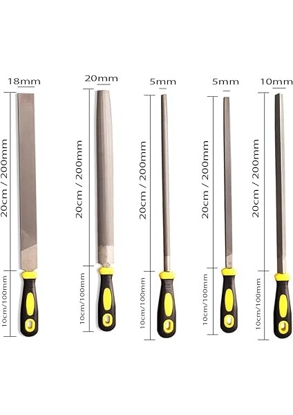 Boy (30 Cm) 5 Parça Eğe Seti Large (Ergonomik Saplı Eğe Seti, Yüksek Kalite Metal) modelleri