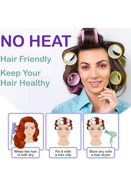 1256 Mor - 56 Parça Saç Bigudisi Seti - Tüm Saç Tipleri Için Saç Kıvırıcıları, 4 Boy, Klips, Tarak ve Sünger Rulo Dahil, Isısız Bukleler ve Hacimli Stiller Için Mükemmel fırsatları