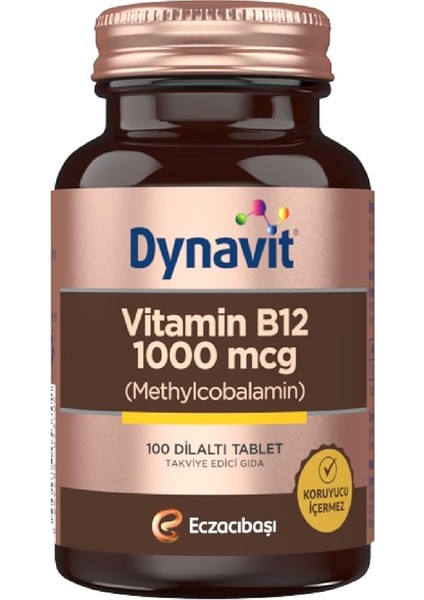 1000 Mcg B12 Vitamini Metilkobalamin 100 Dil Altı Tablet Takviye Edici Gıda (1 x 100 Tablet)