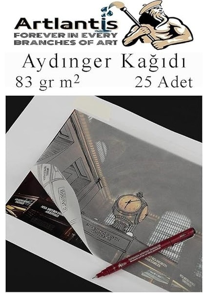 Kağıdı A4 83 gr 25'li 1 Paket Eskiz Kağıdı Lineplus Asetat Kalemi S 0.3 Siyah Kırmızı Mavi modelleri