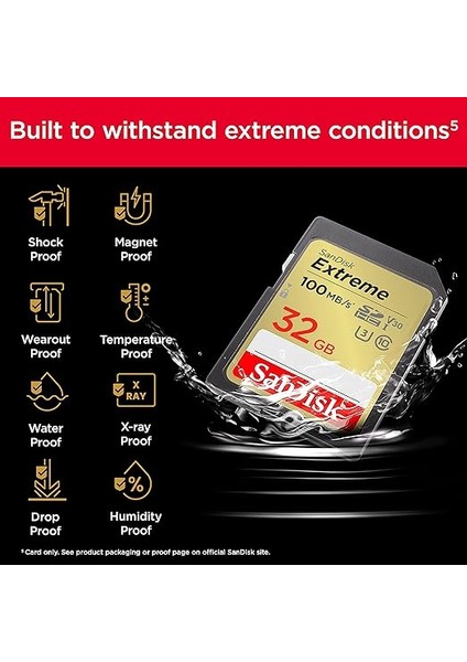Extreme Sdhc Uhs-I Hafıza Kartı 32 GB (V30, 100 Mb/s Aktarım, U3, 4K UHD Videolar, Su Geçirmez, Darbeye Dayanıklı, Isıya Dayanıklı) indirimleri