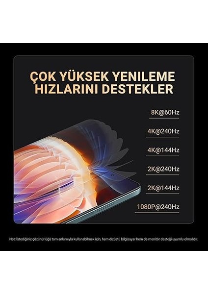 Type-C To HDMI Kablo 8k 60Hz 4K 240Hz Hdr 3D 48GBPS Örgülü Usb-C To HDMI Kablo 2 Metre modelleri