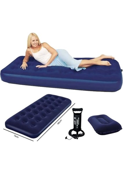 Kişilik Şişme Yatak Yastık + Pompa Hediyeli Bw 121