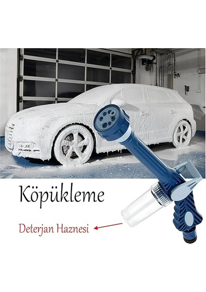 Sulama Araç Yıkama Köpürtme Tabancası 8 Fonksiyonlu Deterjan Hazneli Hortum Bağlantılı 1 Adet modelleri