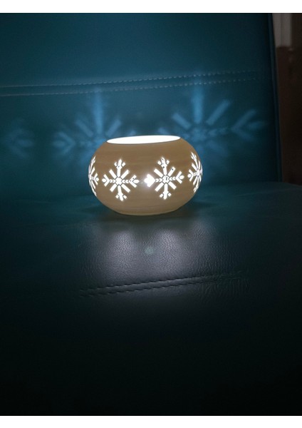 Yılbaşı Hediyelik Eşya Kar Tanesi Mum LED 12CM Beyaz
