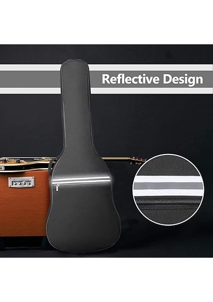 Gitar Çantası Çantası 41 Inç Gitar Çantası Akustik Gitar Gitar Bas Gitar Klasik Gitar ve Daha Fazlası, Siyah Beyaz fiyatları
