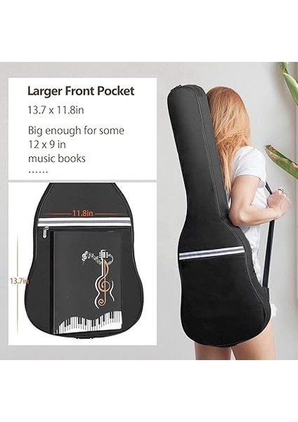 Gitar Çantası Çantası 41 Inç Gitar Çantası Akustik Gitar Gitar Bas Gitar Klasik Gitar ve Daha Fazlası, Siyah Beyaz fırsatları