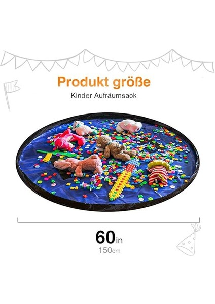 Çocuk Tidy Up Çanta Bebek Oyuncak Depolama Oyun Mat Taşıma Kolu Oyun Mat Saklama Çantası Çocuk Oyuncak Saklama Çantası (150 cm Koyu Mavi) indirimleri