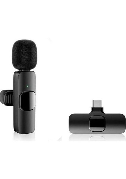 K9 T1 Type C Wireless (Kablosuz) Ergonomik Tak Çalıştır Android Telefon Tablet Ipad Yaka Mikrofonu