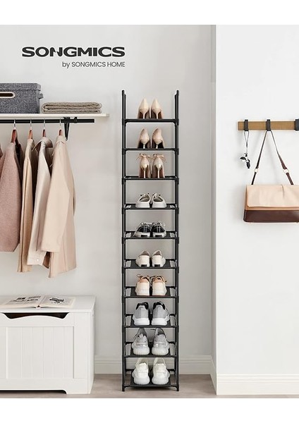 10 Katlı Ayakkabı Rafı, Ayakkabı Standı, Yerden Tasarruf Sağlayan Ayakkabı Saklama, 33 x 33 x 173 Cm, Metal Çerçeve, Dokuma Olmayan Kumaş Raflar, Koridor, Yatak Odası, Siyah LSR110B02 fiyatları