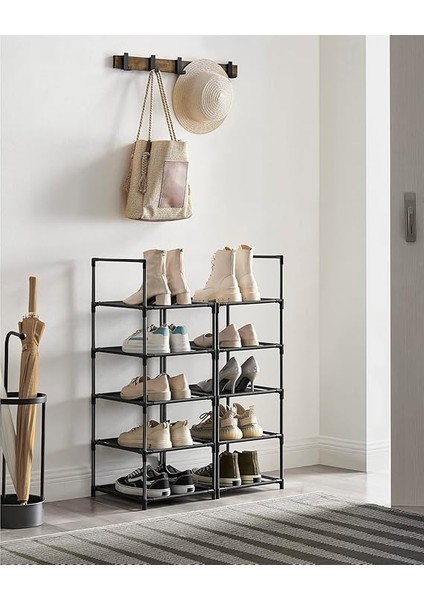10 Katlı Ayakkabı Rafı, Ayakkabı Standı, Yerden Tasarruf Sağlayan Ayakkabı Saklama, 33 x 33 x 173 Cm, Metal Çerçeve, Dokuma Olmayan Kumaş Raflar, Koridor, Yatak Odası, Siyah LSR110B02 indirimleri